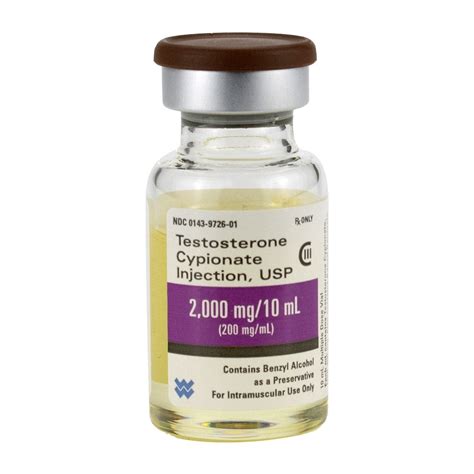 Testoterone <b>Cypionate</b> Injection 200 mg/mL Injection <b>Vial</b> 10 mL, CIII Sold As One Multiple Dose <b>Vial</b> DEA License Required To Order. . What size vials does testosterone cypionate come in